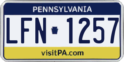 PA license plate LFN1257