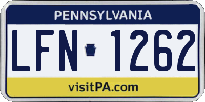 PA license plate LFN1262