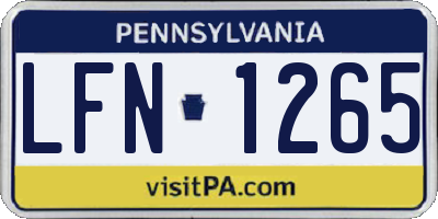 PA license plate LFN1265