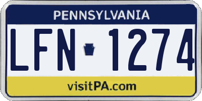 PA license plate LFN1274