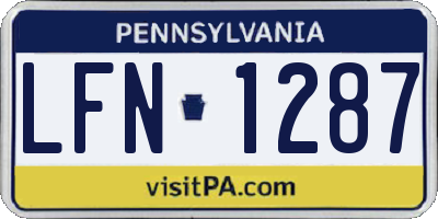PA license plate LFN1287