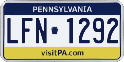 PA license plate LFN1292