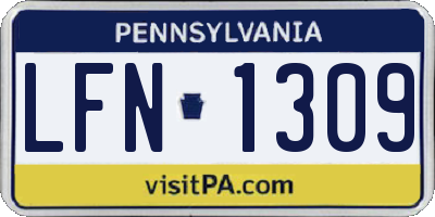 PA license plate LFN1309