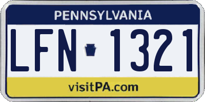 PA license plate LFN1321