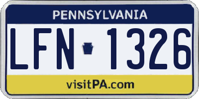 PA license plate LFN1326