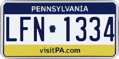 PA license plate LFN1334