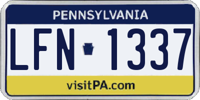 PA license plate LFN1337
