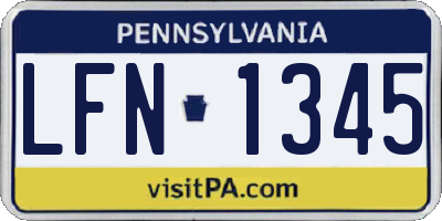 PA license plate LFN1345