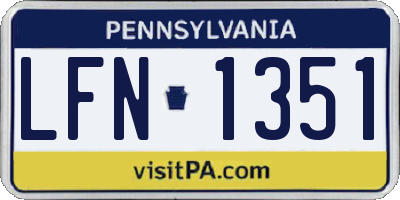 PA license plate LFN1351