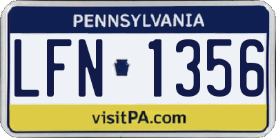PA license plate LFN1356