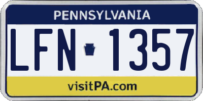 PA license plate LFN1357