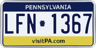 PA license plate LFN1367