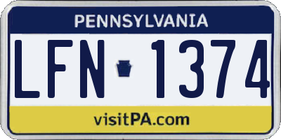 PA license plate LFN1374