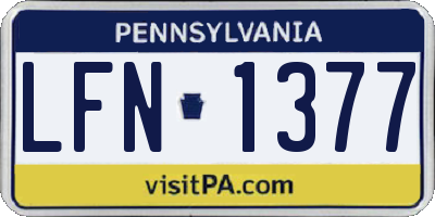 PA license plate LFN1377