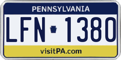 PA license plate LFN1380