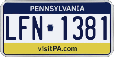PA license plate LFN1381