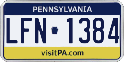PA license plate LFN1384