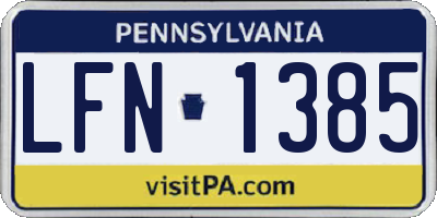 PA license plate LFN1385