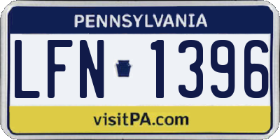 PA license plate LFN1396