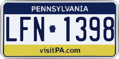 PA license plate LFN1398