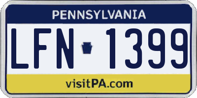 PA license plate LFN1399