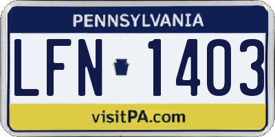PA license plate LFN1403