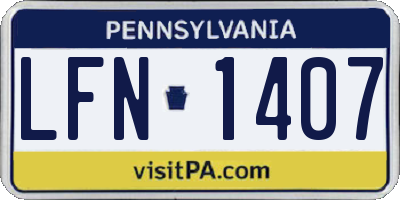 PA license plate LFN1407