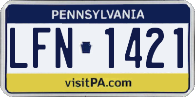 PA license plate LFN1421