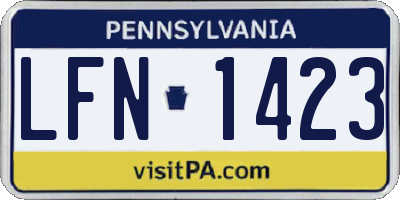 PA license plate LFN1423