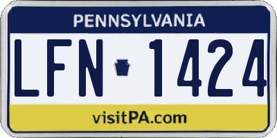 PA license plate LFN1424