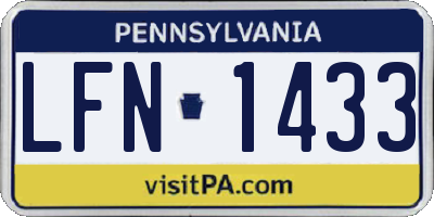PA license plate LFN1433