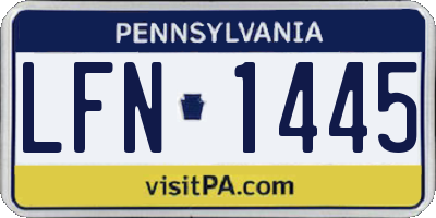 PA license plate LFN1445