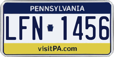 PA license plate LFN1456
