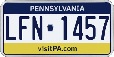 PA license plate LFN1457
