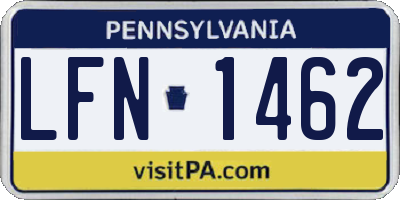 PA license plate LFN1462
