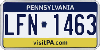 PA license plate LFN1463