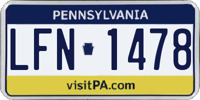 PA license plate LFN1478
