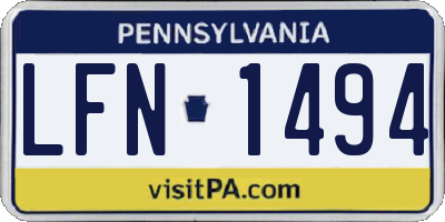 PA license plate LFN1494