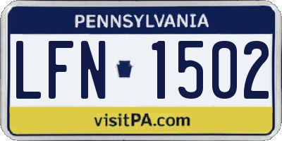 PA license plate LFN1502