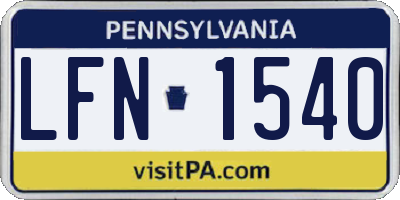 PA license plate LFN1540