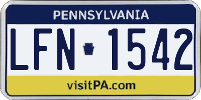 PA license plate LFN1542