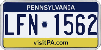 PA license plate LFN1562