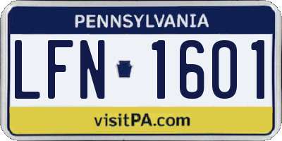 PA license plate LFN1601
