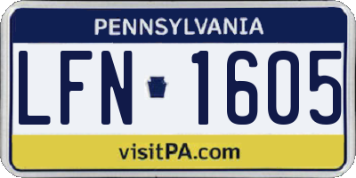 PA license plate LFN1605