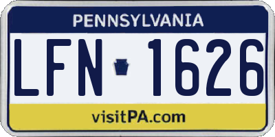 PA license plate LFN1626