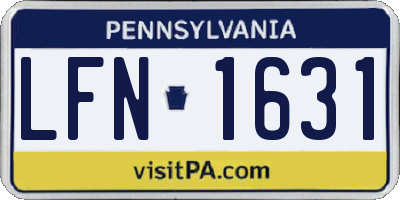 PA license plate LFN1631