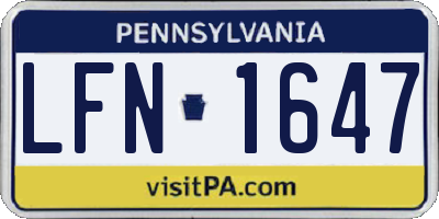 PA license plate LFN1647