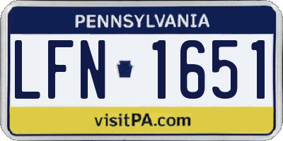 PA license plate LFN1651