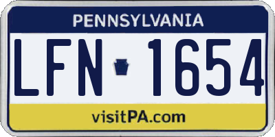 PA license plate LFN1654