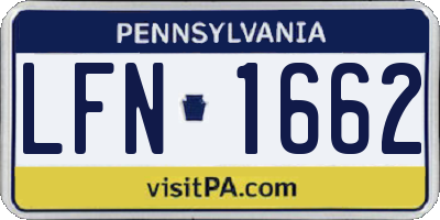 PA license plate LFN1662